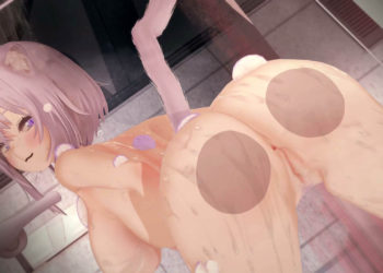 [まるこにー] 【WQHD】シャワー室のガラス越しにお尻を押し当てて挑発してくるokyn