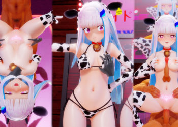 [FioraMMD] 【High quality ver 差分 / diff】【绅士HandMMD】 牛ビキニなリ〇・ヘルエスタが绅士ハンドに邪魔されながらGirls / by L*ze with Gentleman Hands